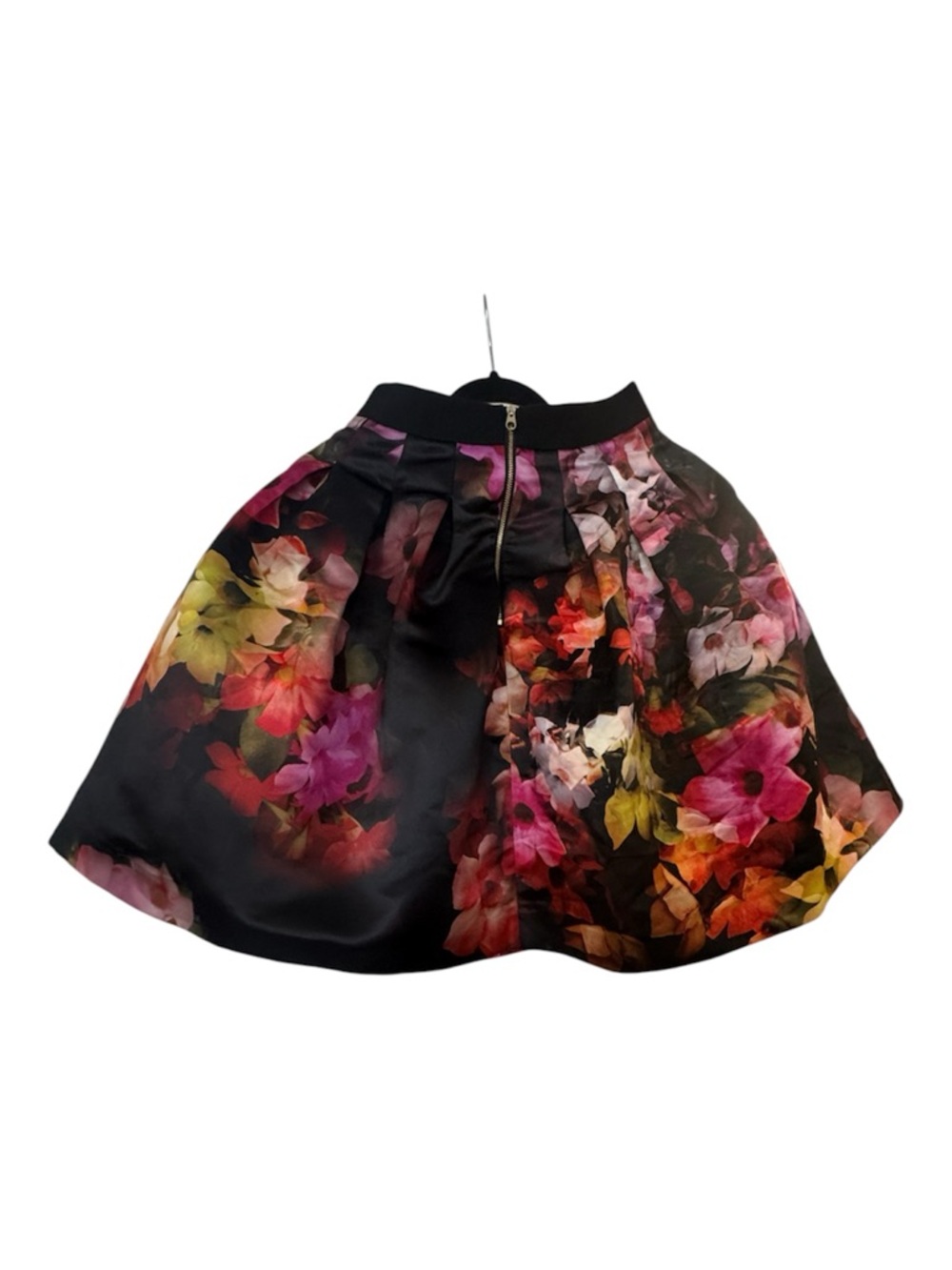 Ted Baker Black Floral Full Skirt with Pink & Red Blooms - Picture 2 of 4